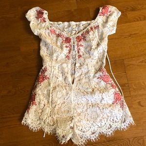 Small White Embroidered lace romper